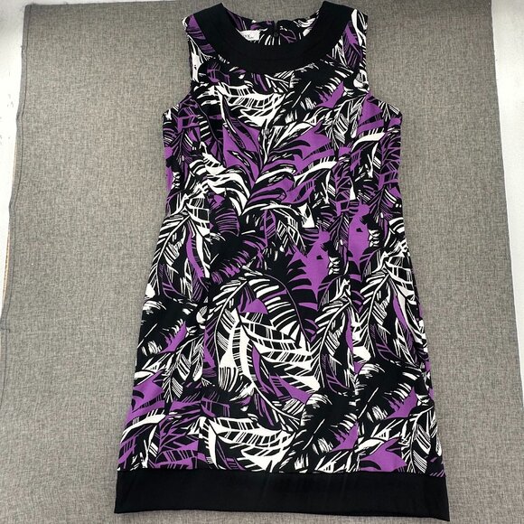 ALYX Limited Sheath Dress Size 16 Purple Black white Sleeveless Round Neck - Picture 1 of 12